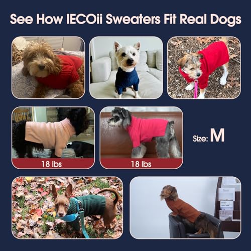 Image of Turtleneck Dog Sweater,Thermal Knitted Sweater for Small Dogs Girl Boy, M | 4-Way Stretchy Fit, Cozy & Warm Pullover Clothes for Fall Winter, Indoor & Outdoor Knitwear, Fit for Frenchie, Dachshund