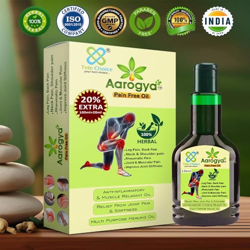 Image of Aarogya Pain Free Oil, 100% Herbal Anti-inflammatory Muscle Relaxant, 100ml with 20% Extra, for Joint, Back, Neck Pain Relief