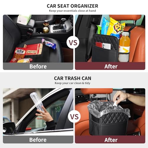 Image of FrgKbTm 2Pack Car Seat Back Organizer, Waterproof Car Backseat Organizer with Cup Holders Large Capacity Hanging Car Storage Bag for Phones Documents Cups Bottle Travel Compatible with Most Vehicles