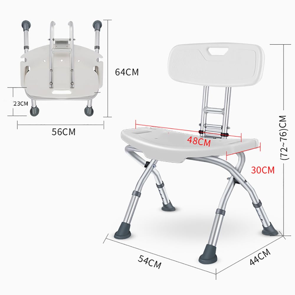 TsoLay Silla De Ducha, Taburete De Ducha con 8 Alturas Ajustables, Silla De Ducha Sin Herramientas para Personas Mayores, Diseño Plegable, Fácil De Limpiar, Adecuado para Personas Mayores