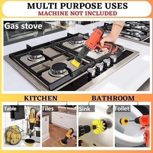 BLACK SPARROW Drill Scrubber Brush 8PCS SET/8Pcs Power Drill Scrubber Brush Set/Drill Brush Attachment Set/Scrubber Brush Scrub Pads 3