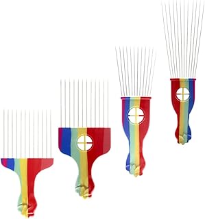 Beaupretty 4 peças de palheta de cabelo de metal com dentes largos, palheta afro, pente afro, pente de desembaraçar o cabelo, ferramenta de pentear, ferramenta de lifting de pente para peruca de cabelo encaracolado, trança, desembaraçar