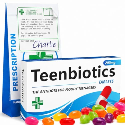 TeenBiotics Candy Joke Pill Box, Funny 13th Birthday Gift for Girls, Teen Boy Gifts 13th 14th 15th - Official Teenager Present, Tween Gift, Christmas Stocking Filler, White Elephant, Secret Santa
