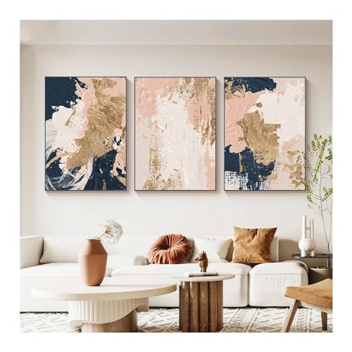 Art mural nordique bleu rose or pour une déco de chambre cosy