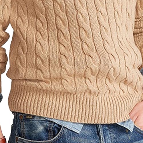 Men's Crewneck Loose Fit Pullover Classic Warm Texture Sweatshirts Casual Twist Textured Long Sleeve4