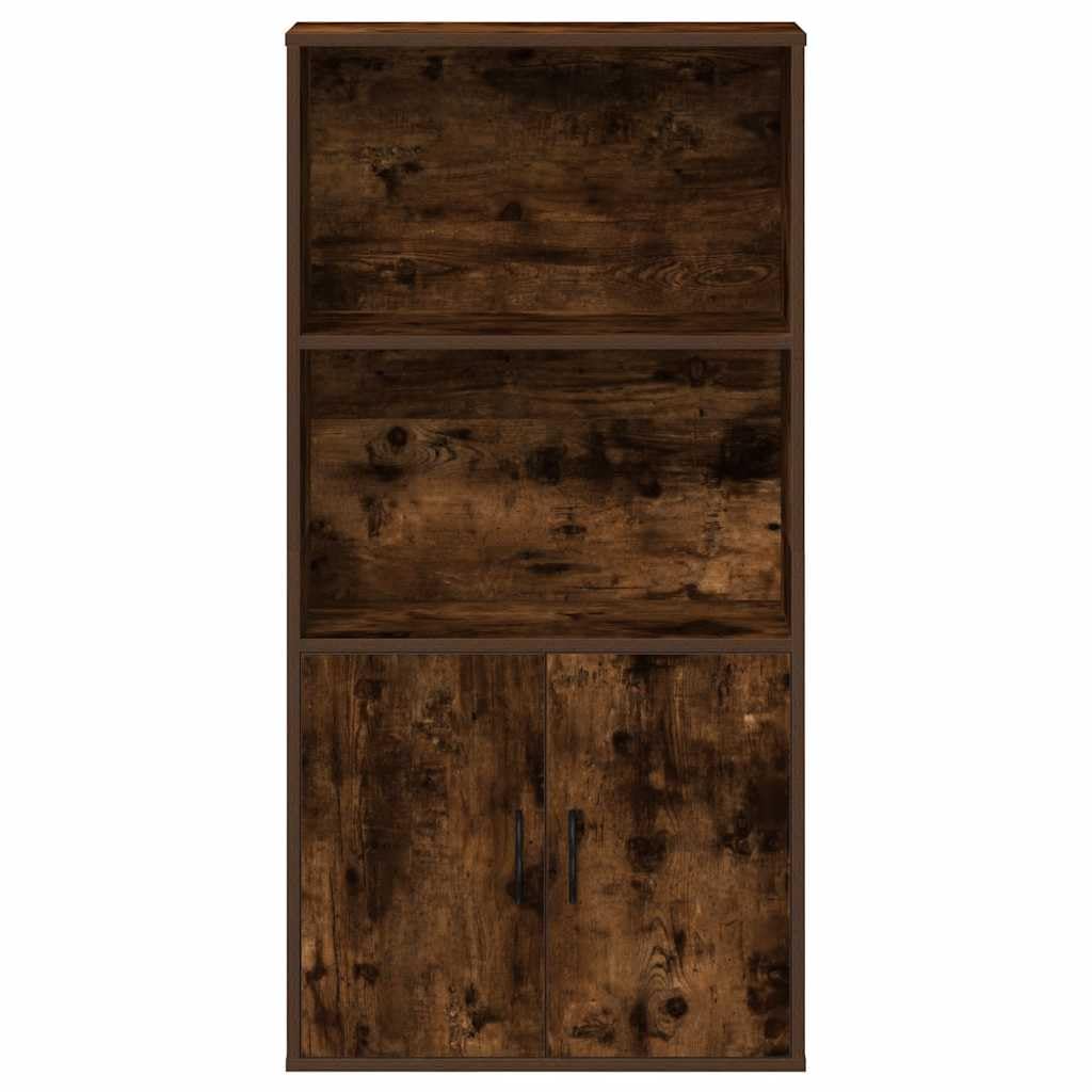 Regał na książki dąb wędzony 60 x 24 x 120 cm, materiał drewnopochodny z drzwiami i miejscem do przechowywania do salonu, gabinetu, korytarza, biblioteki, przechowywania, ścianka działowa