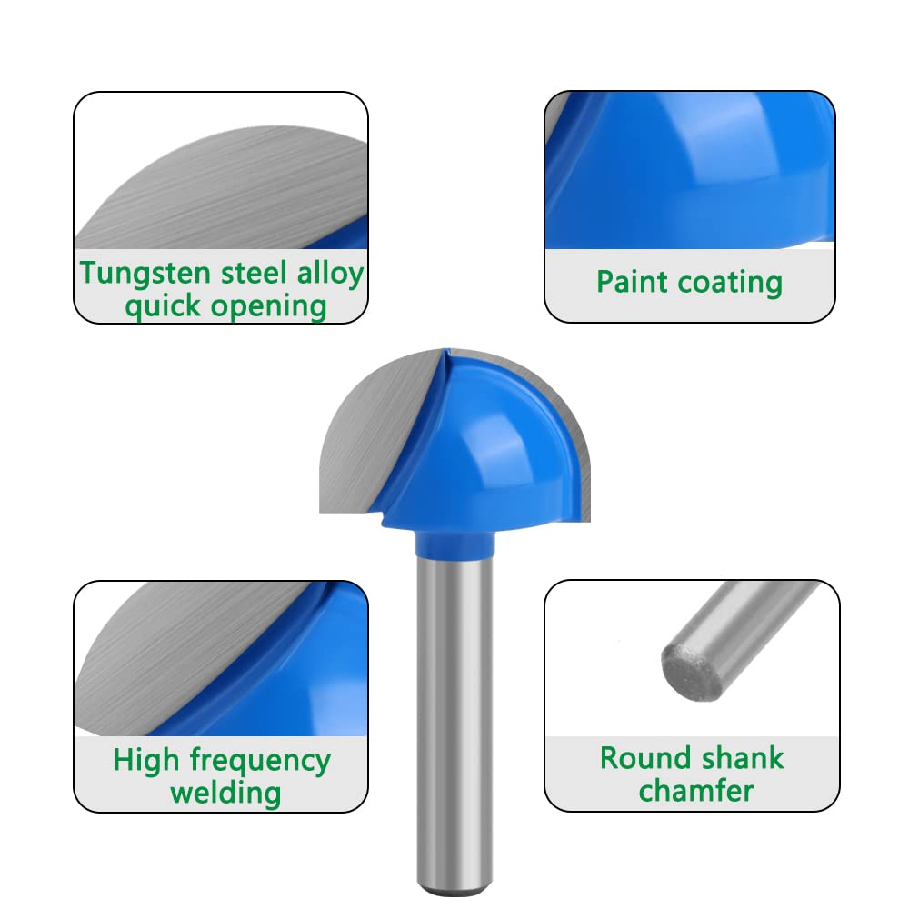 Carbide vierkante frees, freesboren, 8 stuks 6mm 1/4 Shank Ball Nose Router Bit Set Ronde