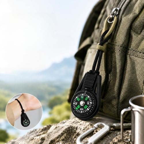 5 Pcs Mini Survival Compass with Lanyard, Waterproof Pocket Compass for Hiking, Camping, Backpacking, Outdoor Emergency Navigation Tool miniatura 3