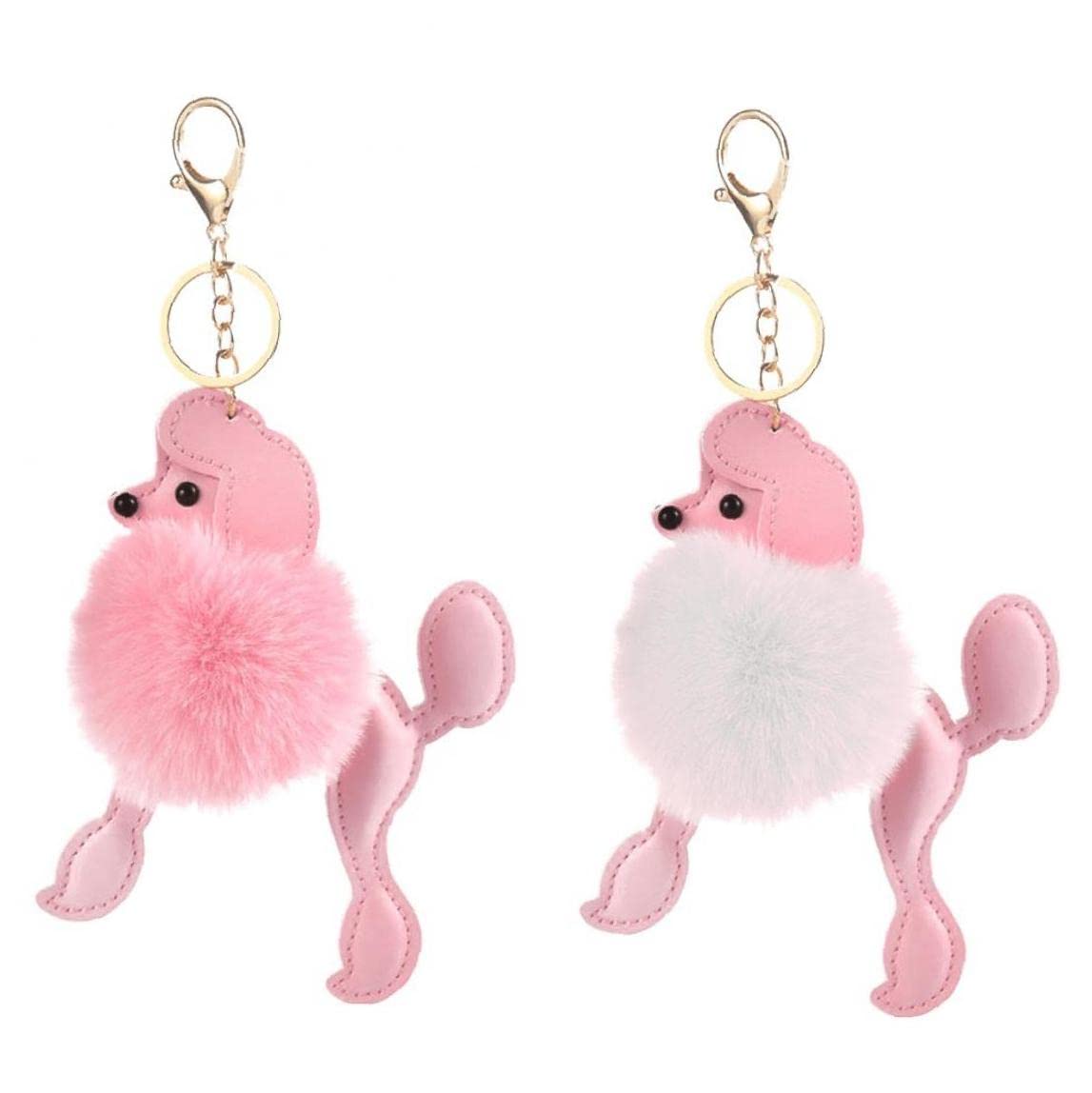 Amazon.co.jp: プードルフェイクファーボールキーホルダーかわいい Pu 