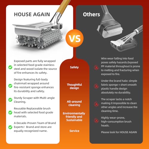 House Again Bristle Free 304 SS Grill Brush and Scraper - image 3