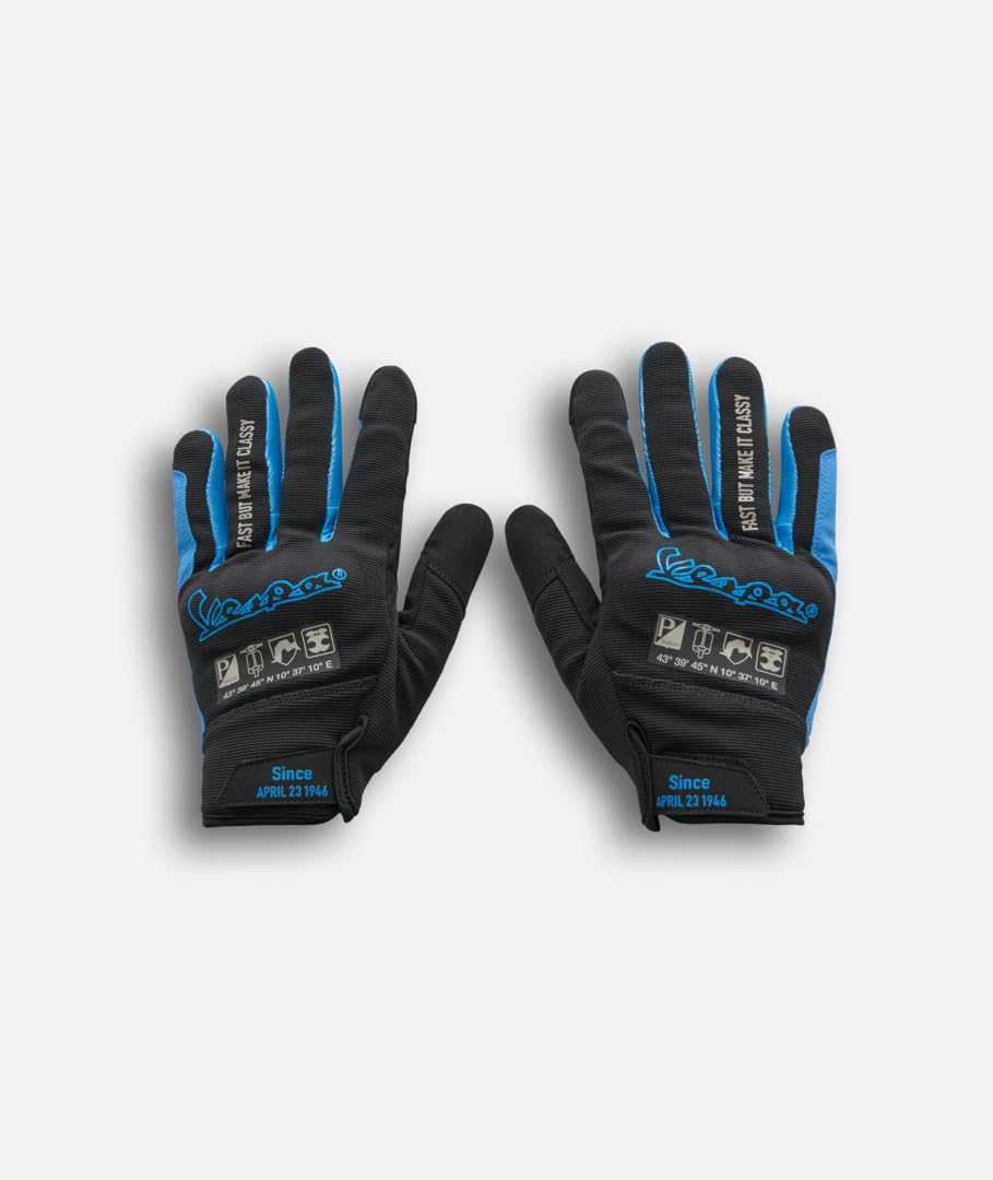 PIAGGIO original Handschuhe DEC Collection Gloves für Vespa Rollerfahrer Touchscreen kompatibel (blau, S) Auto & Motorrad