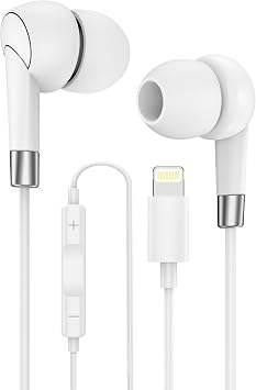 Lightning Earbuds for Apple, Wired Headphones with Microphone for iPhone | MFI Corded Earphones EarPods Audifonos HiFi In-Ear Buds for Gym Commuting iPhone 14 Pro Max 13 12 11 SE2 XS XR X 8 Plus 7 6s