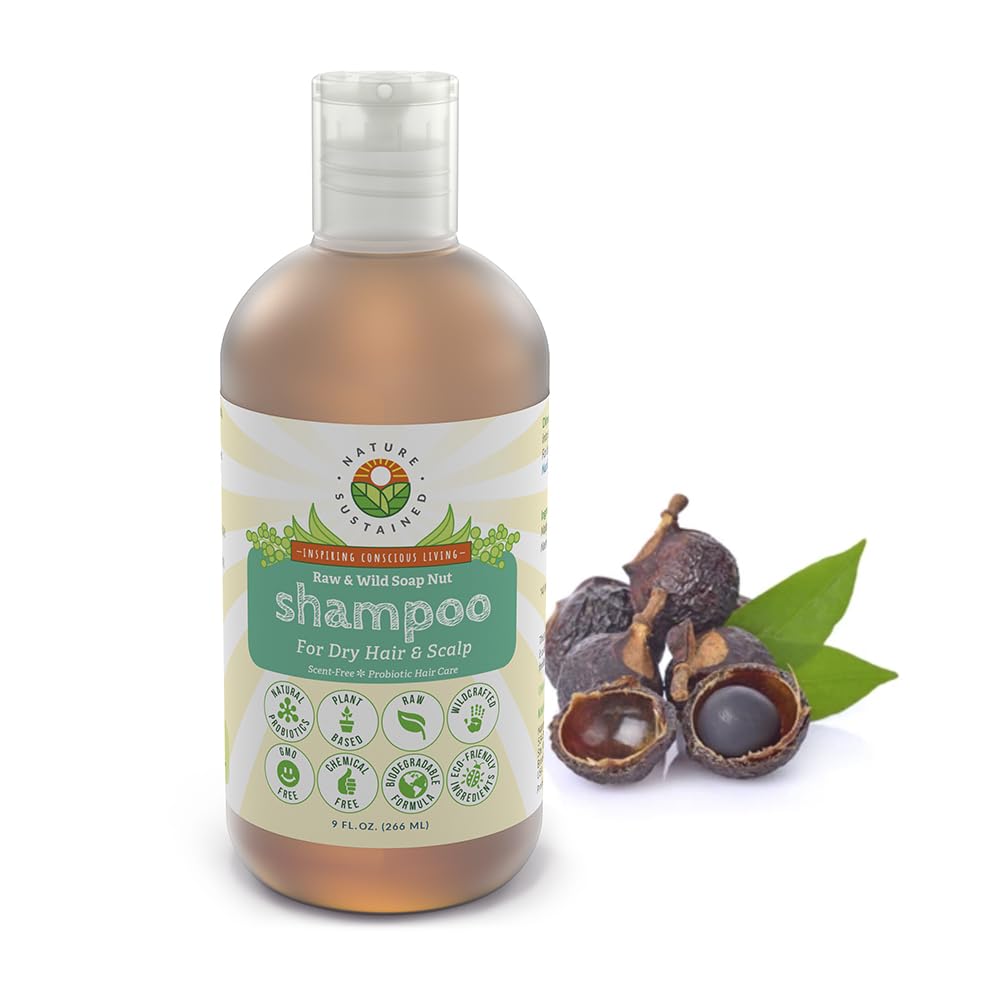 Nature Sustained Organic Shampoo - Raw & Wildcrafted with Probiotics, Hypoallergenic Natural & Sulfate Free Shampoo for Sensitive Scalp, Dry Hair, Dandruff, Eczema & Psoriasis, Gallon, Original