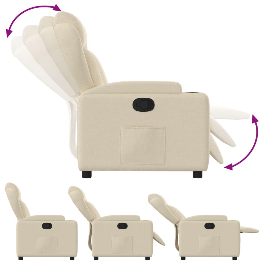 vidaXL Poltrona reclinabile in tessuto color crema