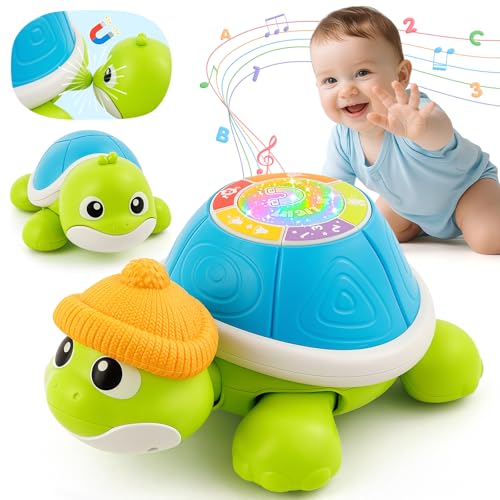 Musical Light-Up Crawling Turtle Set - Montessori Toys for 1 Year Old, Baby Einstein Aquarium-Inspired Sensory Toy Christmas/Birthday Gifts for 0-12 Months Boy Girl