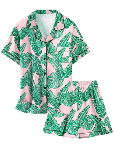 Image of Girls & Womens Satin Pajamas Set, Silk Button-Down Sleepwear 2 Piece Nightwear, 3 Years - Women XXL