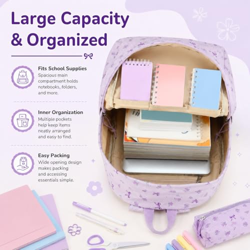 Image of BTOOP School Backpack for Teens Large Corduroy Bookbag Lightweight 15.6 inch Laptop Bag for Girls Women Casual High School College