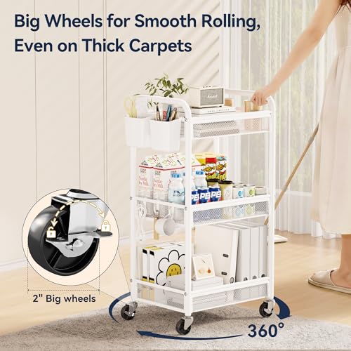 3-Tier-Metal-Rolling-Cart-White-Utility-Storage-Cart-with-Wheels-Metal-Mesh-Craft-Cart-With-Hooks-Hanging-Cups-Ideal-For-Kitchen-Bathroom-Office-Dorm-Art-Workspace-Bedside-Storage