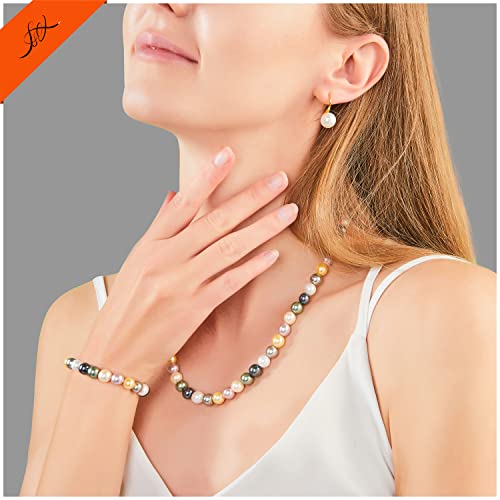 Perla collar de cadena de perlas de imitación de lujo y pulsera 8mm 6