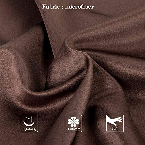 NTBAY 2 Pack Zippered Satin Pillow Cases for Hair and Skin Luxury King Hidden Zipper Pillowcases Set of 2, 50x90 cm, Chocolate - Image 2