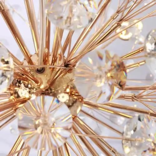 Image of Modern Crystal Chandelier for Living Room | Gold Firework Glass Pendant Ceiling Light,Size 500MM Jhumar for Dining Room, Bedroom & Hall | Decorative Starburst Flower Home Decor Lamp (Corona Shape )