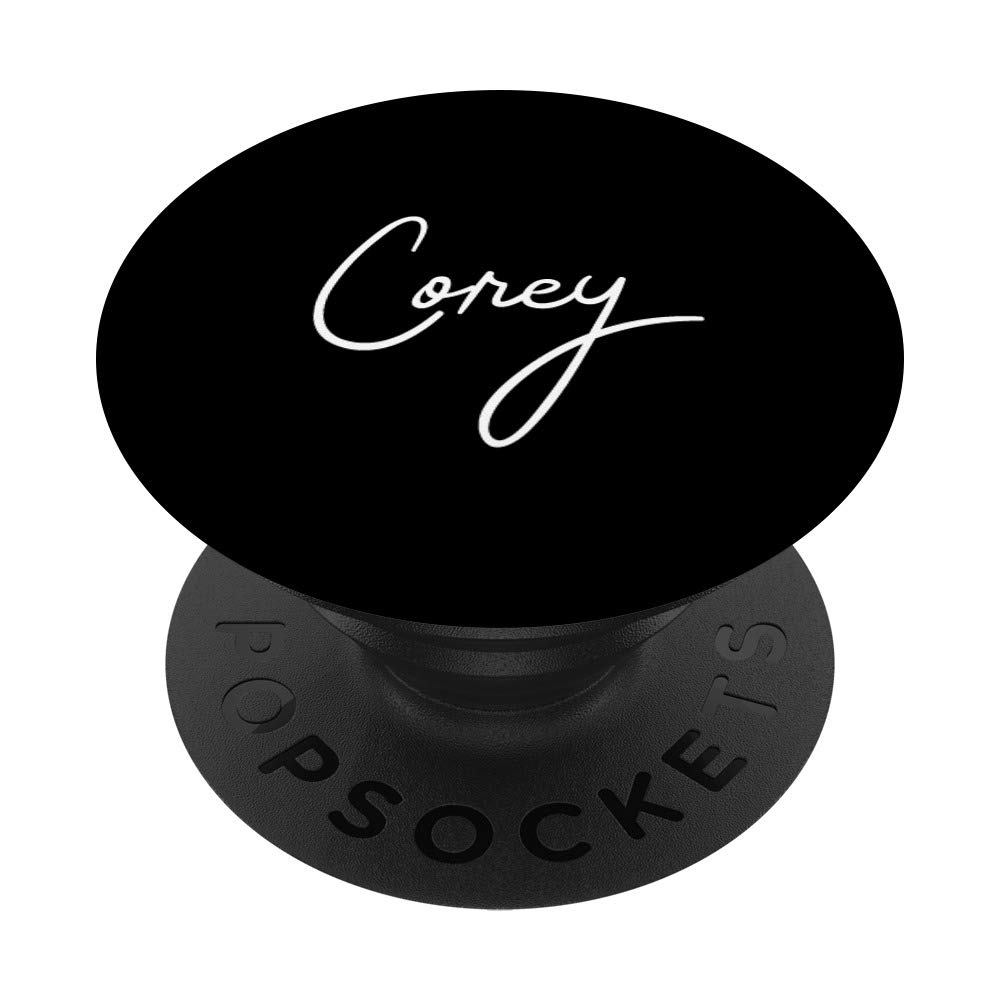 Corey Name White on Black for Boys & Men - Corey PopSockets Grip and Stand for Phones and Tablets