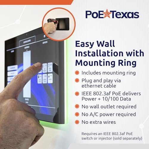 Image of PoE Texas Low Profile 10-Inch Touchscreen Conference Room Scheduler PoE Tablet with Visible LED Status Ring and MeetingPortal App - Touch Screen Digital Display Syncs with Your Business Calendar