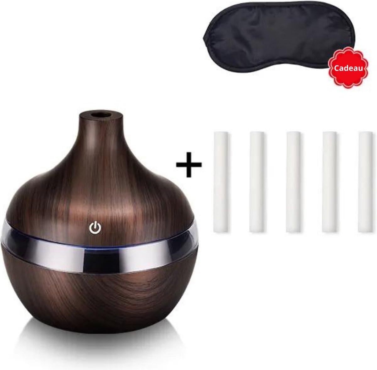 mobigon Wood Cool Mist Ultrasonic Humidifier for Room Moisture, Aroma Diffuser for Home, 300ml Essential Oil Diffuser with 7 Colorful Night Light, Auto Shut-Off, Home, Office, car (D. Dark Brown)