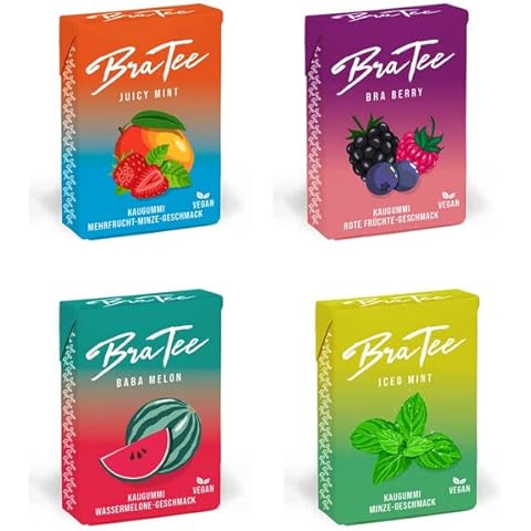 BraTee Vegan Kaugummi alle vier Sorten Mixset Probierset Cover