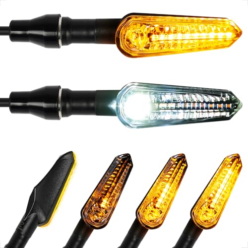 evermotor Frecce Moto LED Sequenziali E32 Omologate, Universali 12V Indicatori di Direzione Moto, Frecce Omologate Impermeabili, Alta Luminosità, Ambra e Rosso, 2 Pezzi
