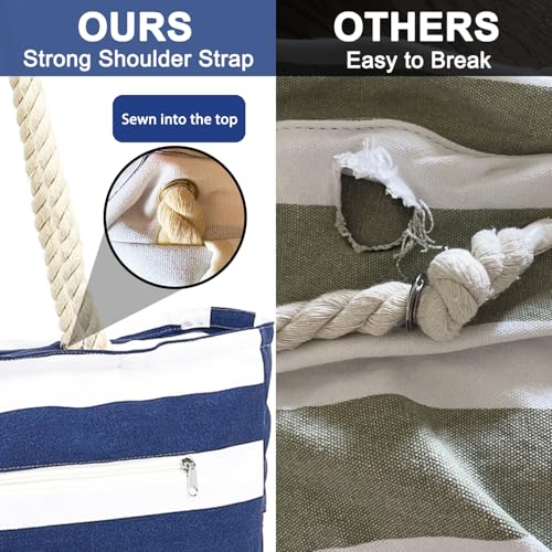 Large Beach Bag for Women, Waterproof Travel Tote Bag with Lunch/Wet Pocket for Weekender, Sandproof, Zipper Closure4