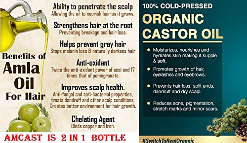 Miniatura 2 de AMCAST - Aceites para el crecimiento del cabello, aceite AMLA + aceite de ricino prensado en frío orgánico maximizan la pérdida de cabello más