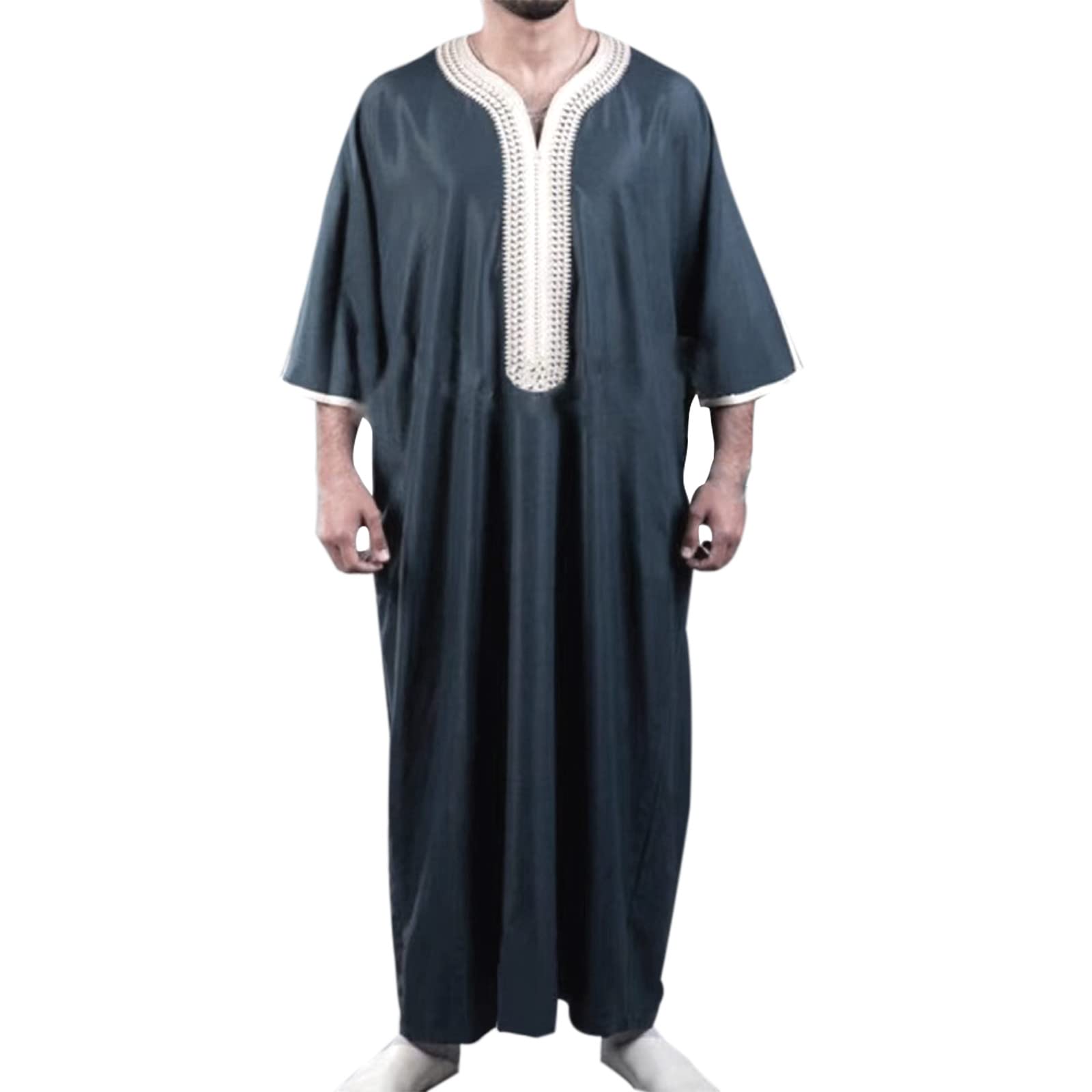 Vestido musulmán para hombre túnica caftán oriente medio saudita árabe túnicas turcas vestidos tóbe hombres ropa de oración impresión bolsillos vestidos manga larga falda musulmana