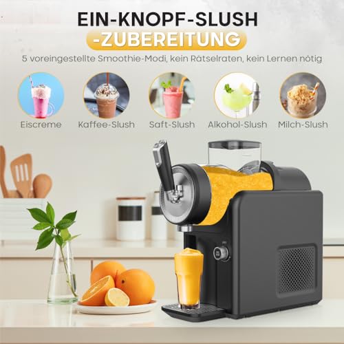Slush Maschine mit 5 Programmen (1,8L) Slushies Softeis Milchshakes Frozen Cocktails Frappés, 30 Min Zubereitungszeit, kein Eis notwendig, Behälter spülmaschinengeeignet (Graphitgrau, Medium) – Bild 6
