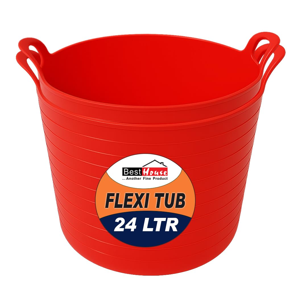 Best House | 3 Pcs of Flexi Tub with Handles | Small Size | Mini | 7 Litres | Black | Garden Tubs | Plastic Storage Container for Home, Washing, Garden Waste and DIY Projects — view 44