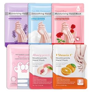 Hydrating Hand Masks, 6PCS Hand Mask Moisturizing Gloves for Men Women, Smooth Long Lasting Soft Exfoliating Hand Peeling Spa Mask Moisturizer Beauty Gift Set for Dry Cracked Rough Dull Hands（A)