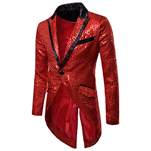 Blazer doré à paillettes homme pour costume de bal rouge L