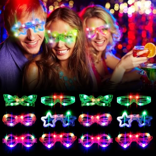 Herbst 12 gafas LED para fiestas de cumpleaños infantiles, gafas luminosas, regalos para invitados, accesorios para fiestas de cumpleaños, carnaval, conciertos, Halloween, Navidad