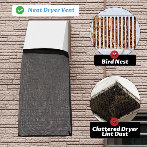 Image of 3 Pcs Outdoor Lint Catcher,Dryer Vent Lint Catcher Bag for Dryer Vent Capturing Lints and Dust,Black