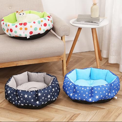 DOTBUY-SHOP Hundebet Rundes Katzenbett, PP Baumwolle Hundekissen, Plüsch-Hundekorb Hundebett Waschbar, für Groß Kleine Hunde, Katzen und Andere Haustiere (S,Gelbe Blume)