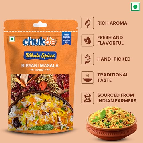 Image of Chukde - Biryani Masala Whole | Sabut Masala | Authentic Spice Blend for Aromatic & Flavorful Biryani | Laboratory Tested and Hygienically Packed | 50 Gm (Pack of 2)