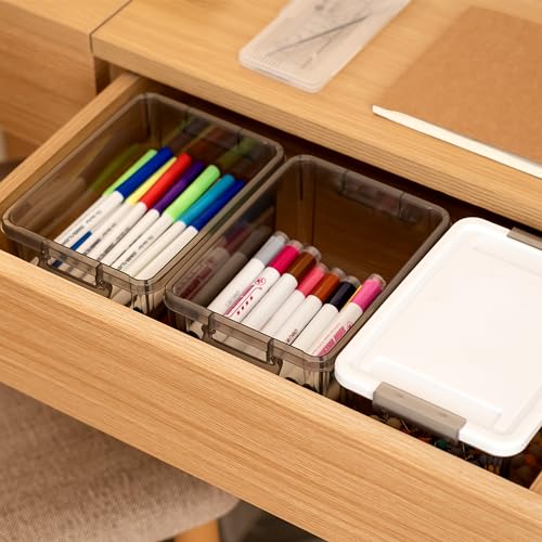 Image of Citylife 1.32 QT 10 Pack Small Storage Bins Plastic Storage Container Stackable Box with Lids for Organizing, Clear Grey.