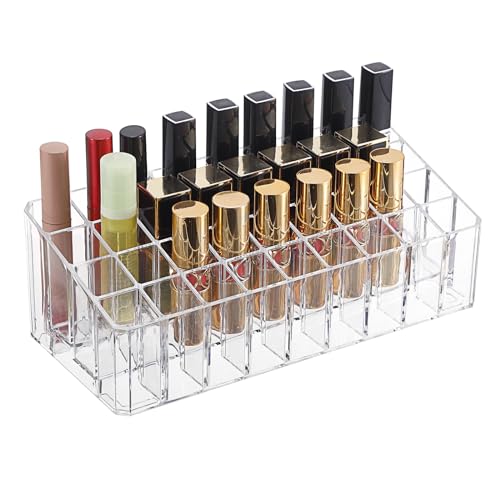 SUMTree Rollerball Perfume Organiser Beauty Scent Holder 36 Grid Acrylic Cosmetic Display Case Storage Oganization Container for Tall Scented Oils, Lipstick, Clear, 24.5 * 11 * 8.4cm