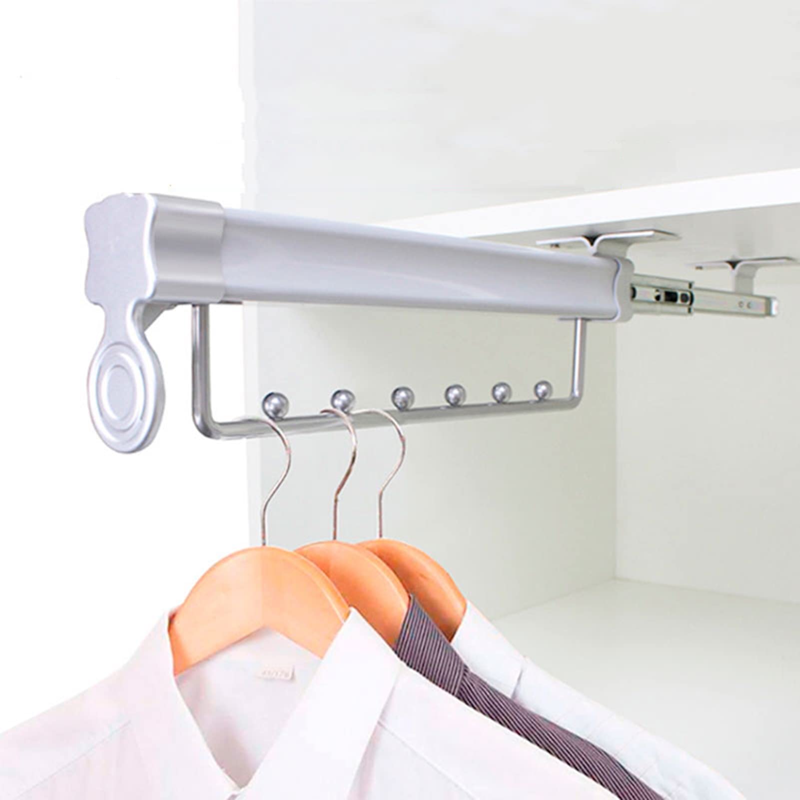 Barra de armario extraíble y riel de ropa extensible ajustable de 36Cm