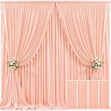 4 Panels Peach Backdrop Curtain for Parties Baby Shower Wrinkle Free Peach Photo Curtains Backdrop Drapes Fabric Decoration for Wedding Birthday Party 20ft(W) x 10ft(H)