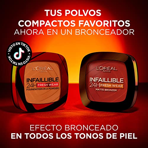 L'Oréal Paris, Polvos Compactos Mate, Efecto Bronceado Facial de Larga Duración, Infallible 24H Fresh Wear, Tono: 300, 9 g - imagen 2
