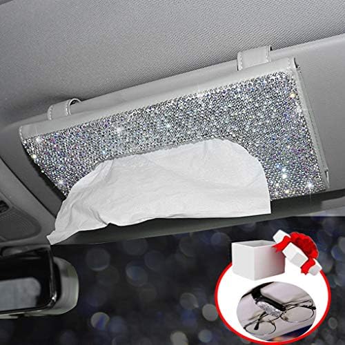 Dotesy Bling Bling Car Visor Tissue Holder Leather Crystals Paper Towel Cover Case for Women