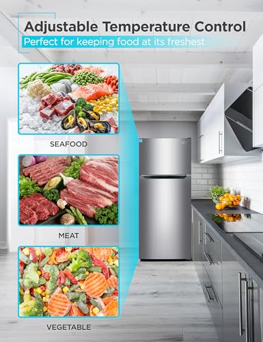 Image of BLACK+DECKER 14.6 Cu. Ft. Top Mount Refrigerator with Freezer, 2 Door Refrigerator with Top Freezer and Adjustable Temperature Control, ENERGY STAR, BR1460HS, Stainless Steel Look