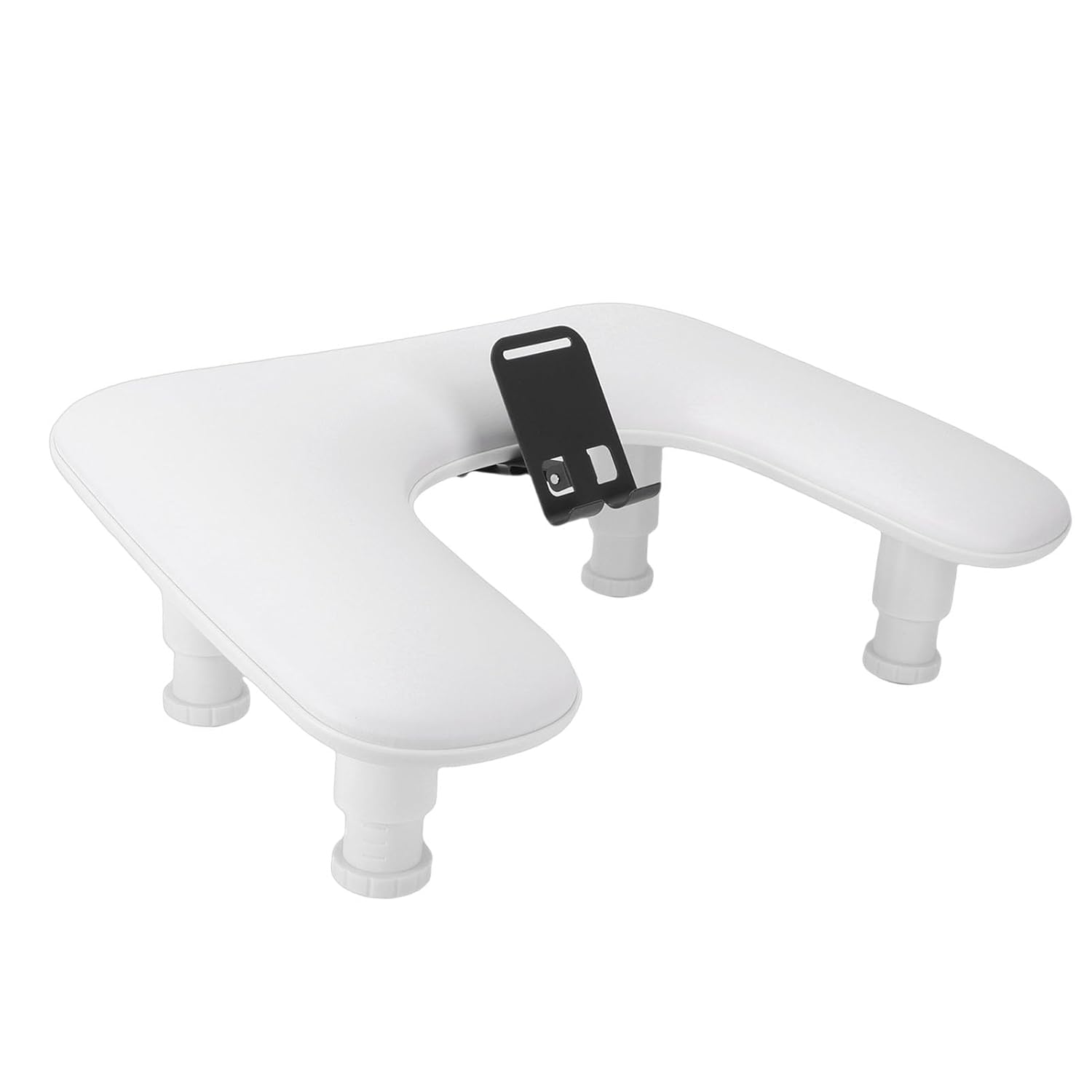 BRRNOO Manicure Arm Rest, U Shaped White Nail Hand Rest with Built in Phone Holder and Adjustable Support, Ergonomic Wrist for Nail Care and Salon Use