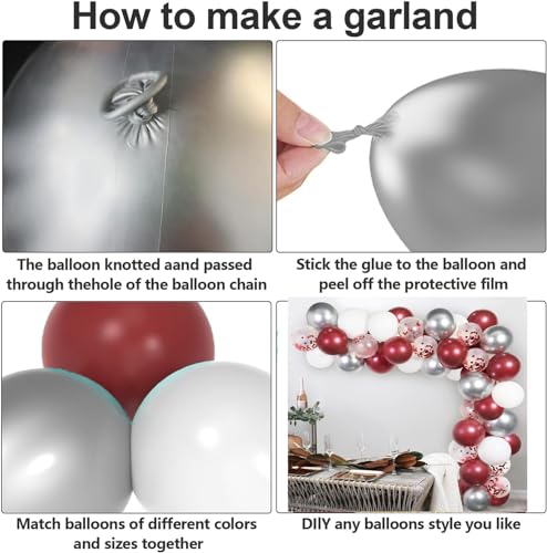 Image of Graduation Party Decorations Maroon /Maroon White Graduation Decorations Class of 2026 /Burgundy White Silver Balloons 60Pcs Burgundy Birthday Wedding (Pack of 3)